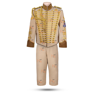 Nouvelle veste homme marron clair de type hussard impérial, costume britannique Napoléon, manteau doré métallisé, veste de parade vintage sur mesure (uniquement) - Product Image 1