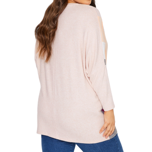 Sudadera de Talla Grande con Bloques de Color para Mujer, Suave y Cómoda, Manga Larga, Estilo Casual y Relajado, Diseño de Parches, Colores Personalizados, Venta al por Mayor, OEM, ODM - Product Image 5