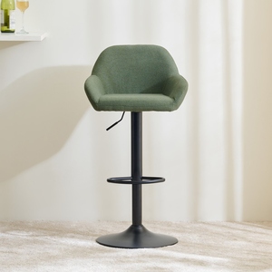 Solace Modern Green Bar Chair Counter Height <b>Stool</b> with PU <b>Leather</b> Cushion and Metal Frame Sleek Contemporary Design - Product Image 2