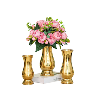 Jarrón Decorativo de Metal con Flores Doradas Brillantes para Mesa de Boda, Sala de Estar, Decoración del Hogar - Product Image 4