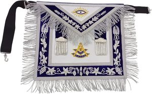 ผ้ากันเปื้อนเมสันแบบปรับแต่งได้ของอัศวินเทมพลาร์ สีดำขาว ปักมือ ติดเย็บบนผ้าแคนวาสหนังคุณภาพสูง พร้อมโลโก้แบบกำหนดเอง - Product Image 5