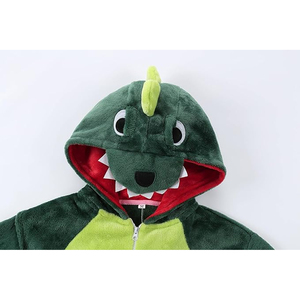 Combinaison en polaire à capuche pour femme, motif dinosaure vert, manches longues, pyjama d'hiver confortable, design de dessin animé doux - Product Image 5