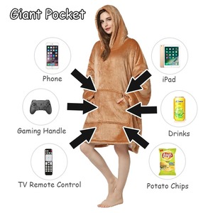 Manta con Capucha Sherpa Extra Grande y Cálida de 340GSM con Logotipo Personalizado al por Mayor para Adultos, Mujeres, Invierno, Sofá - Product Image 4