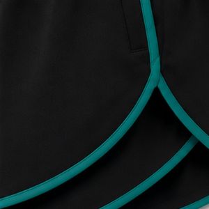 <b>Black</b> <b>Women</b> Running <b>Shorts</b> With Teal Piping Polyester Quick Dry Elastic Waist Drawstring Gym Fitness Activewear <b>Shorts</b> Supplier - Product Image 5