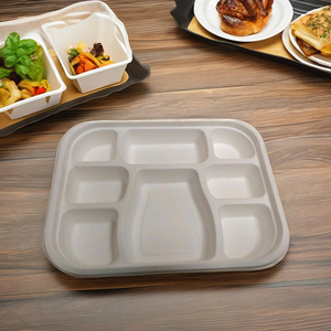 <span class=keywords><strong>8</strong></span> ngăn thân thiện với môi phân hủy sinh học mía bã mía dùng một lần pfas-miễn phí hình chữ nhật khay đồ ăn Bộ đồ ăn - Product Image 3