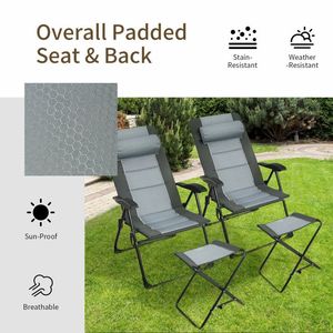 2-Piece Adjustable Backrest Patio <b>Folding</b> <b>Dining</b> Chair <b>Set</b> - Product Image 6