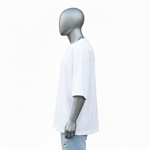 Mens <b>Plain</b> <b>White</b> Crew Neck Oversized T-Shirt Loose Fit Half Sleeve Streetwear <b>Tee</b> Custom Logo OEM ODM Wholesale Apparel - Product Image 3