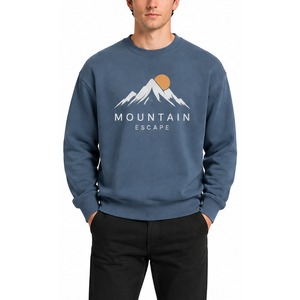 Sweat-shirt à col rond Mountain Escape pour homme, coupe classique, en coton tricoté, avec imprimé sur le devant, style décontracté d'automne - Product Image 1
