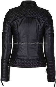 แจ็คเก็ตหนังแฟชั่นใหม่สำหรับผู้หญิง ขายดี กันลม ระบายอากาศได้ดี ผ้าแคนวาส สำหรับฤดูหนาว  แบบซิป  ขายส่ง - Product Image 2