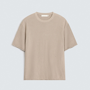 Wholesale Solid Jersey <b>Waffle</b> Knit Men's Casual Loose Fit Short Sleeve Crew Neck T-<b>Shirt</b> OEM Clothing Manufacturer - Product Image 1