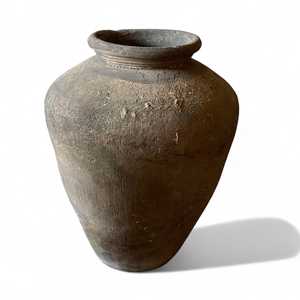 Grand pot à fleurs vintage indien en terre cuite fait main, jardinière rustique antique en argile, assortiment de 1 pièce pour la décoration de jardin et d'hôtel - Product Image 3