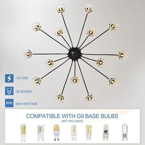 Lampadario a Sospensione Rotondo in Cristallo Nero Postmoderno per Sala da Pranzo, Soggiorno e Camera da Letto - 15 Luci - Product Image 4