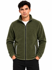 Chaqueta de Invierno Reversible Casual Premium para Hombre, Doble Cara, Verde Oliva y Borgoña, Forro Polar Transpirable, Manga Larga, Cuello Alto - Product Image 1