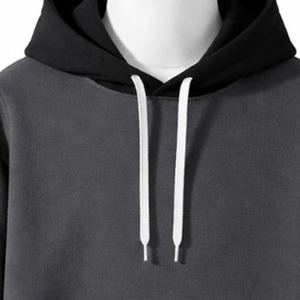 เสื้อกันหนาวแบบสวมหัวมีฮู้ดของผู้ชายผ้าฝ้ายผสมผ้าฟลีซแขนสีตัดกัน - Product Image 4