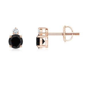 Boucles d'oreilles classiques en diamant noir naturel avec accent en diamant blanc, or 10K 14K 18K, argent 925 935, pour femmes, à porter au quotidien - Product Image 2