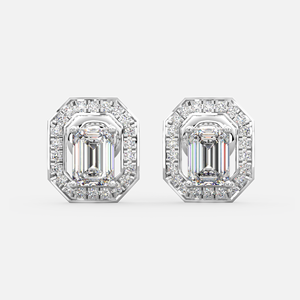 Boucles d'oreilles en or massif 18 carats avec diamants certifiés IGI, taille émeraude, monture impériale, pour mariage et fiançailles - Product Image 1