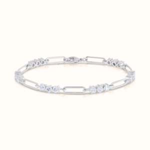 Pulseras de Cadena Fina con Eslabones Redondos de Plata de Ley S925 con Diamantes Cultivados en Laboratorio VVS, Simples y Elegantes, que Atraen la Buena Fortuna, para Damas - Product Image 1