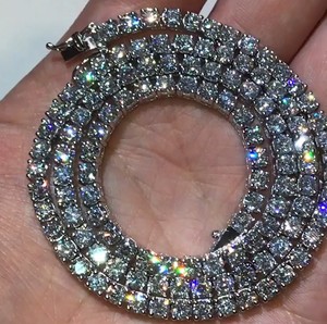 Chaîne Tennis Moissanite la plus populaire, plaquée or 14k 18k, en argent 925, largeur de 2mm à 6mm, style Hiphop, entièrement pavée de Moissanite - Product Image 1