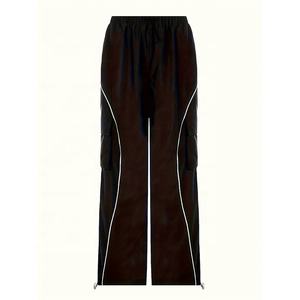 Pantalones Anchos de Cintura Alta con Cordón y Rayas Y2K para Mujer, Ropa al por Mayor, Logotipo Personalizado, Estilo Urbano, Joggers de Pierna Ancha - Product Image 6