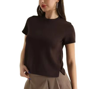 Camisetas de Manga Corta para Mujer, Transpirables, de Poliéster/Algodón, Modelo Nuevo, Mejor Precio, Logotipo Personalizado del Mejor Fabricante, Superventas de Verano - Product Image 1