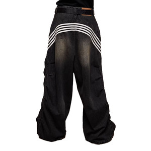Jeans Boyfriend Personnalisés à Bretelles Ajustables en Denim Tissu Spandex/Coton Imperméable Respirant Séchage Rapide Léger Délavé OEM - Product Image 3