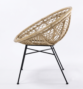 Sillón de Ratán Natural Tejido a Mano con Patas de Metal para Sala de Estar, Patio, Muebles de Interior y Exterior - Product Image 2