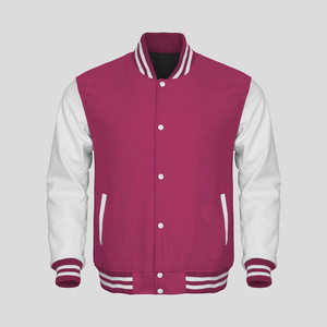 Stonefield Baseball Varsity Hooded <b>Jacket</b> 100% Wool Eco-Friendly <b>Waterproof</b> Breathable Unisex Winter Streetwear <b>Pink</b> - Product Image 1