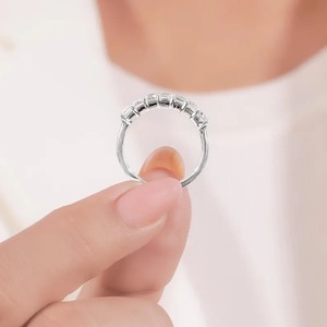Emerald Cut Diamond Band Solid Gold Lab Grown <b>Half</b> Eternity Ring <b>Step</b> Cut Wedding Band Anniversary Stacking Ring - Product Image 4