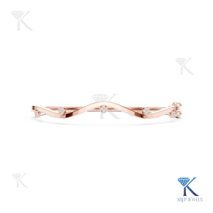 Minimalist Lab Grown Diamond Wave <b>Bangle</b> 14K 18K <b>Solid</b> <b>Gold</b> Fine Unisex Luxury Party Gift Station Jewelry Manufacturer Wholesale - Product Image 3