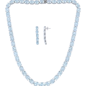 Conjunto de Collar de Aguamarina en Plata de Ley 92.5 KLSS-40158 - Product Image 1