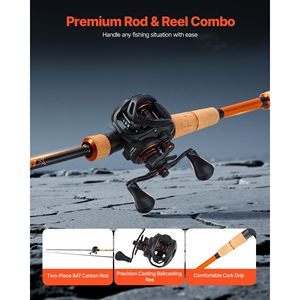 Ensemble canne et moulinet de pêche à lancer en fibre de carbone IM7, système 7+1 BB, rapport de transmission 7.0:1 pour la pêche au bar - Product Image 2