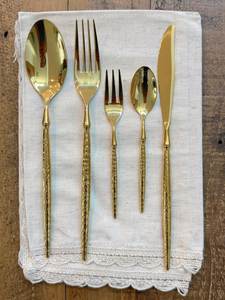 Ensemble de couverts classiques dorés, finition laiton poli miroir, ustensiles de table pour la maison et la cuisine - Vente en gros B2B, export - Product Image 4