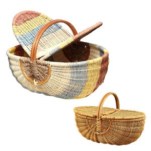 PHU HAO Handcrafted Eco-Friendly Vintage Rattan Multi-Purpose Storage <b>Basket</b> for Kitchen & Living Room Organization Home Decor - Product Image 1