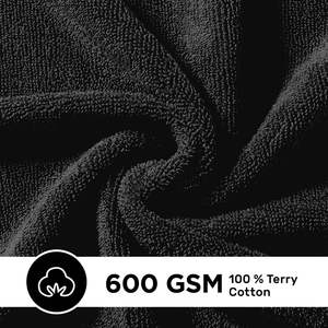 Toalla de Baño de Algodón Negra, Textura de Rizo Grueso, Absorbente, 580 GSM, 70x140 cm, Stock Europeo - Product Image 3
