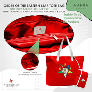 กระเป๋าโท้ทกันน้ำ OES Eastern Star Masonic สีแดงขาว พร้อมหูหิ้ว ซิปปิด ปักโลโก้ พร้อมกระเป๋าใบเล็กเข้าชุด แฟชั่นอุปกรณ์เสริมสำหรับการช้อปปิ้ง - Product Image 5