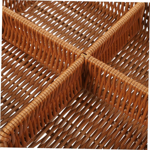 Panier de rangement tressé multi-compartiments en rotin plastique fait main, plateau amovible pour collations, pour l'organisation de la cuisine - Product Image 3