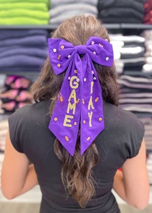Nuevo Lazo para el Cabello de Satén Azul con Pedrería Bordada, Accesorio para el Cabello para el Día del Partido Deportivo, para Niñas y Mujeres - Product Image 2