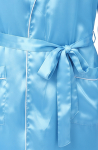 Robe de nuit en satin pour hommes, manches longues, poches, décontractée, 100% soie, tissu lisse, confortable, respirante, tenue de printemps, robe de nuit pour hommes - Product Image 4