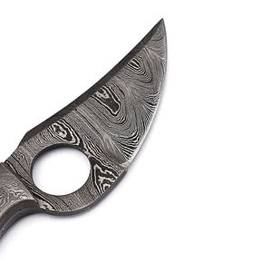 Cuchillo de Caza de Acero de Damasco Hecho a Mano con Hoja Fija y Orificio para el Dedo |   Cuchillo Táctico de Camping con Mango de Madera Premium - Product Image 2