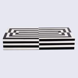 AL MALIK CRAFT Caja de Almacenamiento Rectangular de Madera Multiusos, Organizador de Joyas con Patrón Geométrico Blanco y Negro, 0-1L - Product Image 2