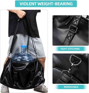 <b>Leather</b> Duffle <b>Bag</b> for <b>Men</b> Small <b>Weekender</b> Gym <b>Bag</b> Black <b>Leather</b> Duffel <b>Bag</b> with Shoe Compartment for Travel Sport Overnight - Product Image 5