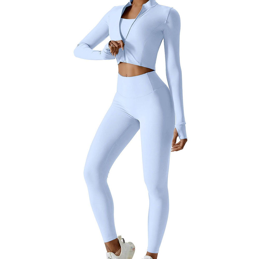 New Design Custom Logo Women 3 Piece Yoga Set Quick Dry Women 3 Piece Yoga Set Breathable Women 3 Piece Yoga Set