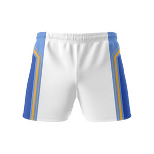 Short de rugby bleu avec design latéral sublimé, haute qualité, respirant et confortable / Logo et taille personnalisés - Product Image 2