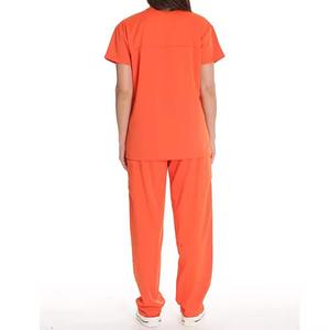 Conjunto de Uniforme Médico Naranja para Mujer, Modelo 2026, Más Vendido, Cuello en V, Manga Corta, Pantalones, Tela Jersey con Spandex - Product Image 2