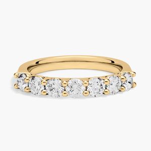 Seven Stone Natural Oval Cut Luxury Low <b>Dome</b> Basket Diamond <b>Ring</b> in Yellow Gold - Product Image 1