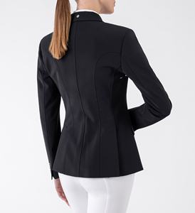 Chaqueta de Montar Negra para Mujer, Corte Entallado, Cierre de Botones, Chaqueta Ecuestre Profesional, Bolsillos Estándar - Product Image 3