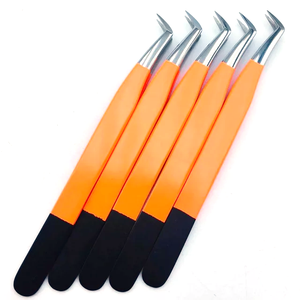 Pince à épiler professionnelle en acier inoxydable noir et argenté pour cils, avec emballage rose, isolation, marque privée, pointe en fibre pour volume de cils - Product Image 4