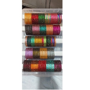 Venta al por Mayor de Brazaletes de Vidrio Multicolor para Mujer, Joyería Tradicional India Colorida para Bodas y Festivales - Product Image 1