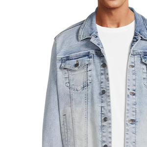 Men's <b>Lightweight</b> High Quality <b>Denim</b> <b>Jacket</b> Custom Color and Logo Breathable Canvas Fabric with Wrinkle Design - Product Image 2