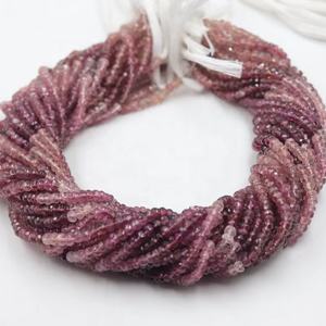 Cuentas facetadas de turmalina rosa AAA de 3-4 mm, 16 pulgadas, cuentas redondas para la fabricación de joyería, cuentas al por mayor - Product Image 1